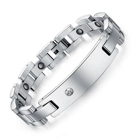 Engraved Health Magnetic Therapy Stainless Steel Id Bracelet