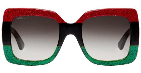 lyst gucci red and green urban web block diva sunglasses
