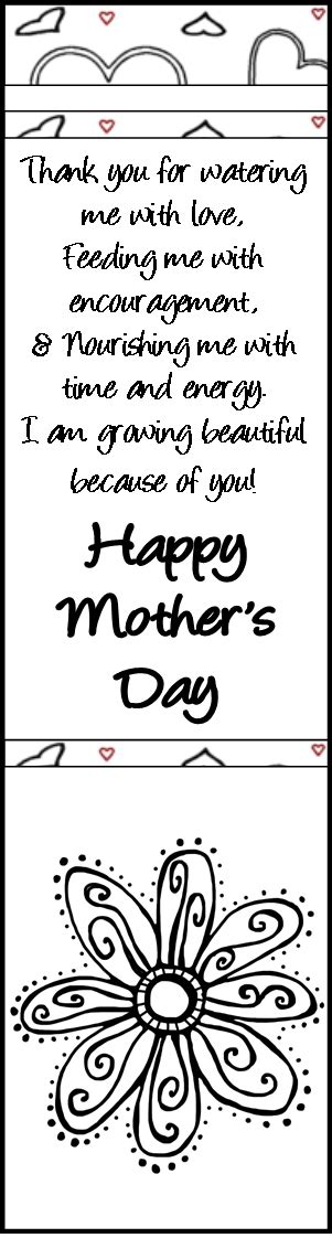 Black And White Mother S Day Bookmark Perfect For Coloring With Original Verse Mom S Will Love