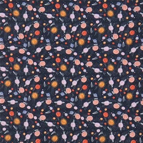 Dear Stella Navy Blue Space Fabric With Colorful Planets Modes4u