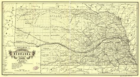 1889 Map Railway Map Of Nebraska Vintage Nebraska Map Nebraska