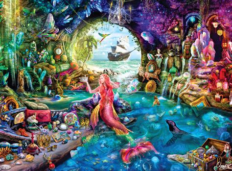 A Mermaids Treasure 1000 Pieces Buffalo Games Puzzle Warehouse