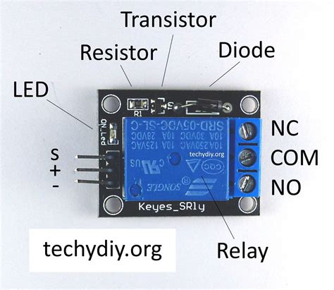 Enable repeater functionality for this node #define my_repeater_feature #. Keyes SR1y Relay module circuit | Techydiy