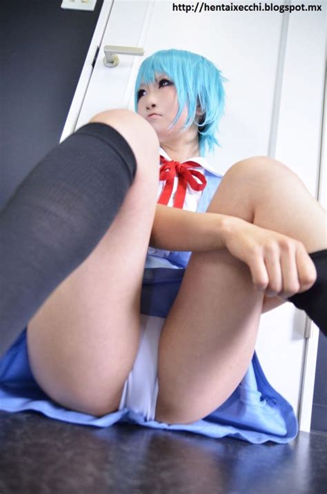 Evangelion Rei Ayanami Showing Panties Sexy Cosplay