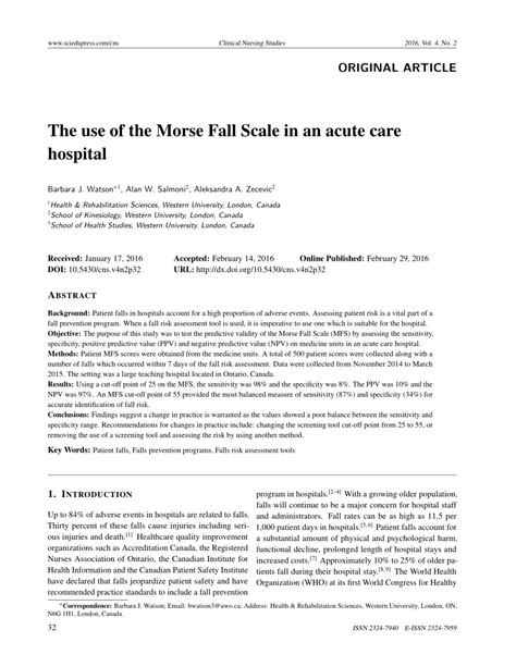 A large majority of nurses (82.9%) rate the scale as quick and easy to use, and 54% estimated that it took less than 3 minutes to rate a patient. (PDF) The use of the Morse Fall Scale in an acute care ...