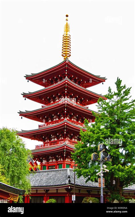 The Five Storey Pagoda At The Ancient Senso Ji Buddhist Temple At