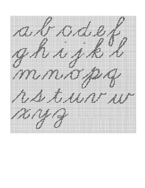 Block cross stitch alphabet patterns. Lower Case Script Alphabet | Plastic canvas letters, Cross ...
