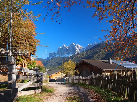 Val Di Funes In The Dolomites Stock Image Image Of Peaks Town 67918849