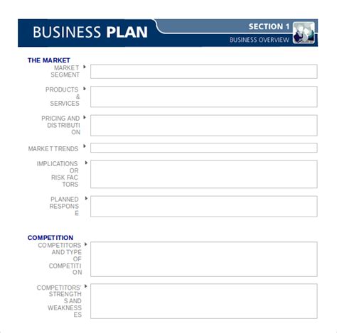 Printable New Blank Business Plan Template Download In