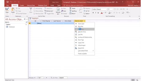 Creating Tables In Microsoft Access Youtube