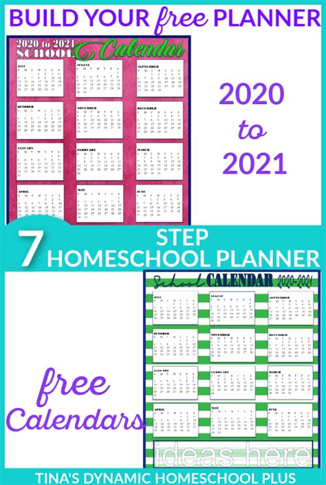 2020 To 2021 Free Academic Calendars For Your 7 Step Homeschool Planner