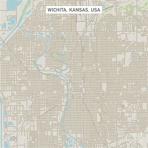 Wichita Kansas Us City Street Map Digital Art By Frank Ramspott Pixels