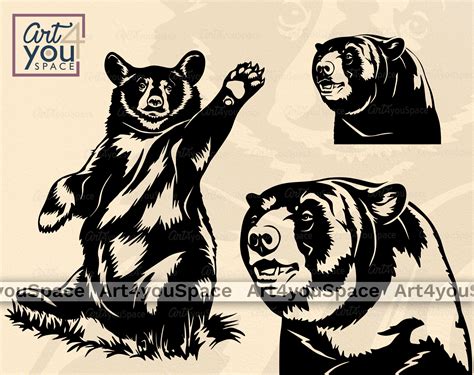 Black Bear Svg Files Cricut Bear Clipart Funny Wild Woodland Etsy