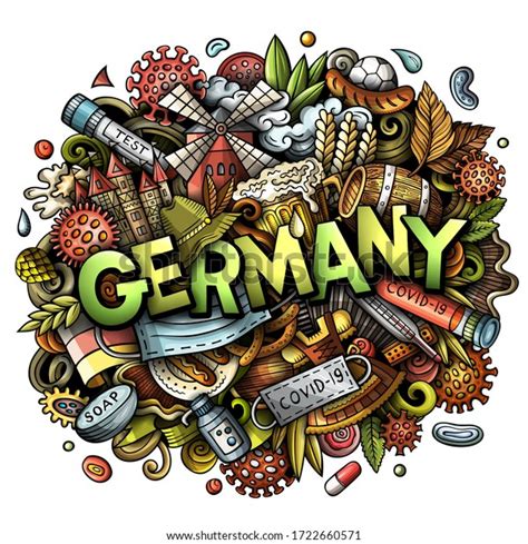Germany Hand Drawn Cartoon Doodles Illustration Coronavirus Cartoon