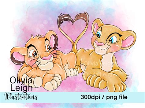 The Lion King Simba And Nala Cute Valentines Clipart Png Files Etsy