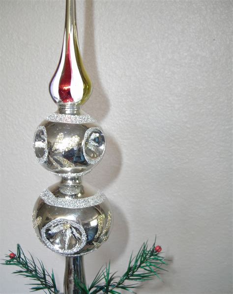 Glass Christmas Tree Topper Vintage Sparkly Romanian