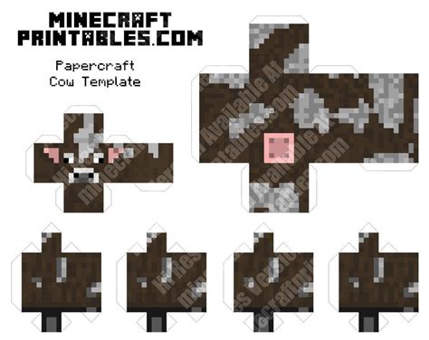 Minecraft Cow 3d Printable Minecraft Cow Papercraft Template Paper