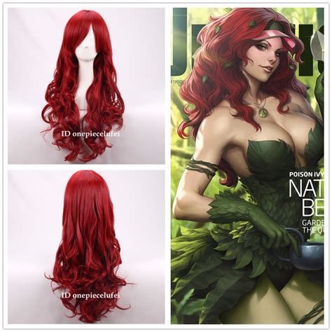 Free Shipping Batman Poison Ivy Long Wavy Dark Red Anime Cosplay Hair