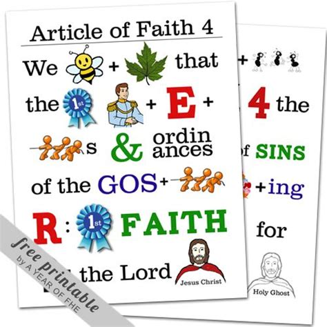 Article Of Faith Memorization Poster No 4 By A Year Of Fhe Lds Ideas