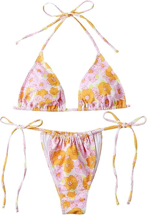 Soly Hux Women S Floral Print Halter Triangle Tie Side Bikini Set Two Piece Swimsuits Artofit