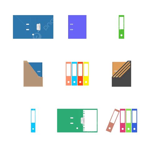 Vector Illustration Of A Set Of Cardboard Folders Featuring Office