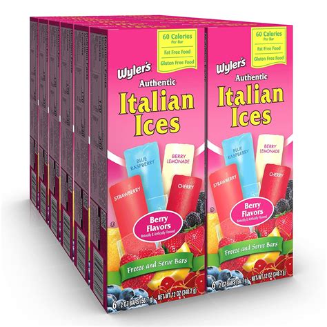Amazon Com Wyler S Italian Ice Fat Free Freezer Bars Berry Cherry