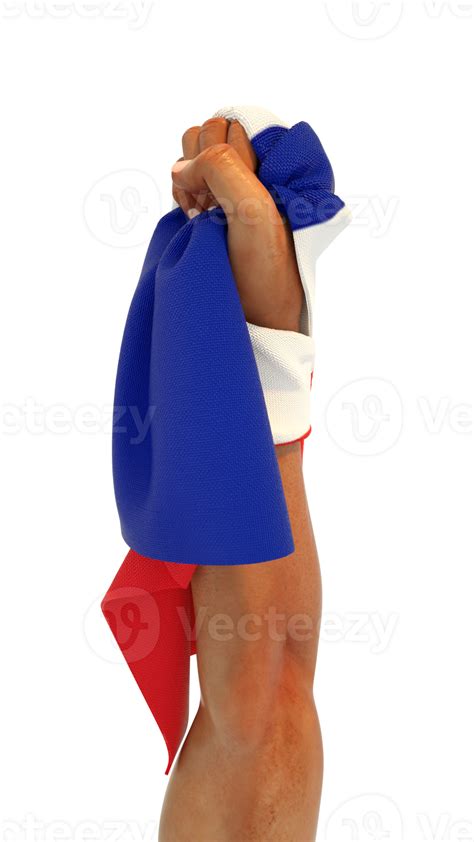 Hand Fist Holding French Flag Hand Lifted And Grabbing Flag Isolated