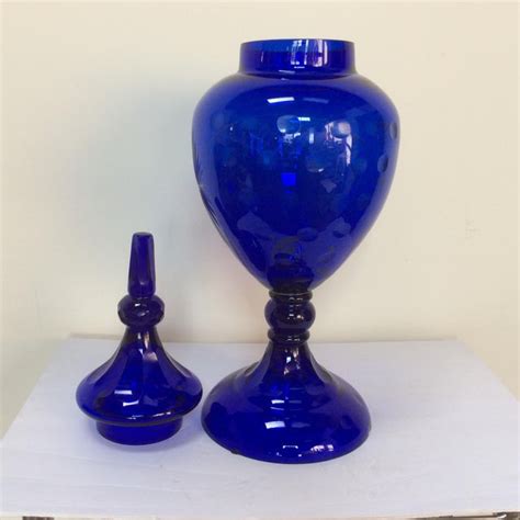 Late 20th Century Cobalt Blue Glass Apothecary Jar Chairish