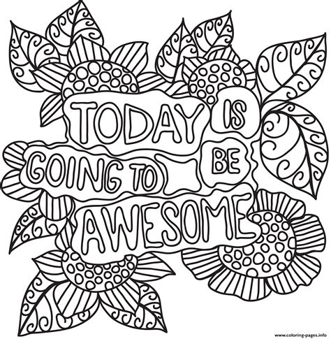 Today Is Going Be Awesome Coloring Page Printable