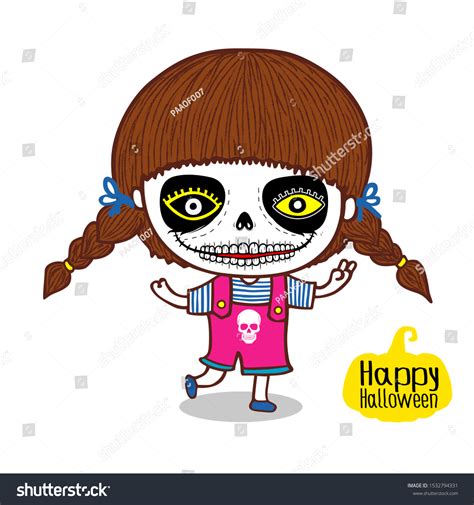 Cute Cartoon Ghost Girl Happy Halloween Stock Vector Royalty Free