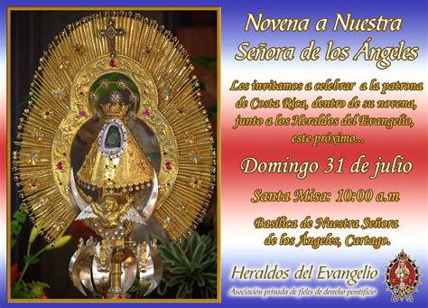 Invitación Misa de la novena a Nuestra Señora de los Ángeles Heraldos del Evangelio