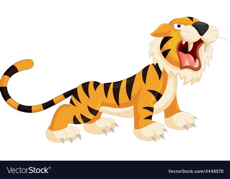 Cute Cartoon Tiger Roaring Royalty Free Vector Image