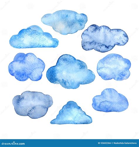 Watercolor Clouds Set Stock Vector Illustration Of Color 55602366