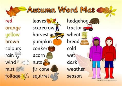 Autumn Word Mat Sb11764 Sparklebox Autumn Eyfs Activities