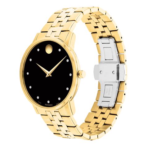 Movado Museum Classic Watch With Gold Bracelet And Black Dial
