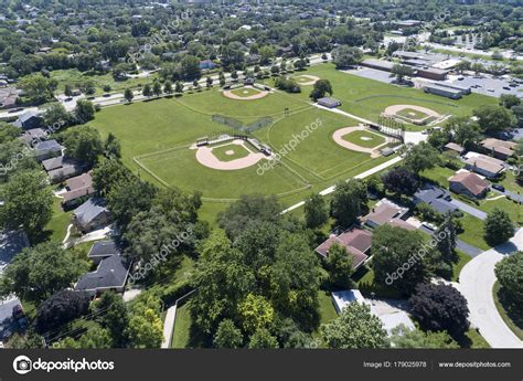School Baseball Fields Aerial — Stock Photo © Lmphot 179025978