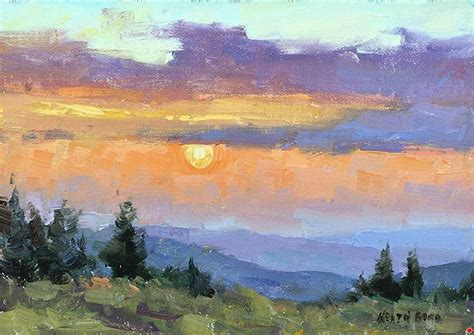 Smoky Mountain Sunset By Keith Bond Oil ~ 5 X 7 Mountain Sunset