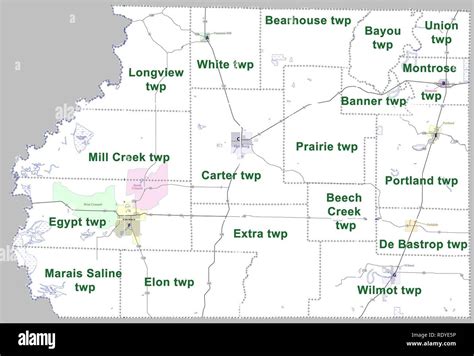 Ashley County Arkansas 2010 Township Map Large Stock Photo Alamy