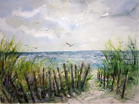 Beachscape Print Of Original Watercolor Landscape Painting Etsy