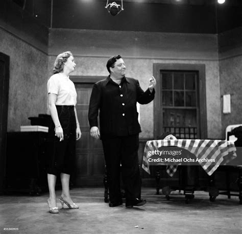 Actress Audrey Meadows And Jackie Gleason On Stage During Rehearsal