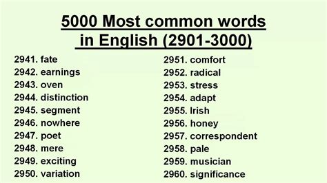 3000 Most Common Words In English