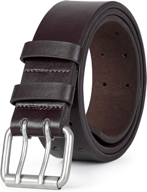 Double Prong Leather Belt Heavy Duty Belt For Men Double Grommet Holes