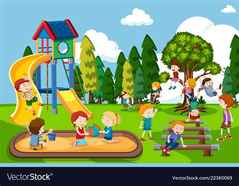 Children Playing At Playground Royalty Free Vector Image