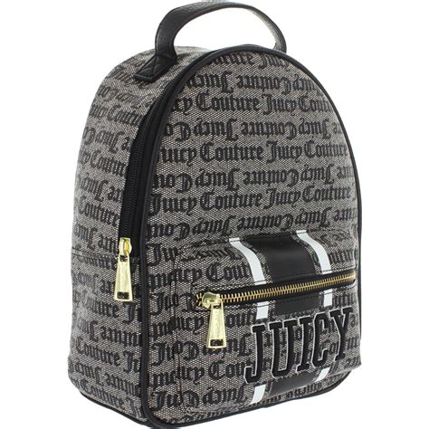 Juicy Couture Womens Gothic Stripe Beige Faux Leather Backpack Small