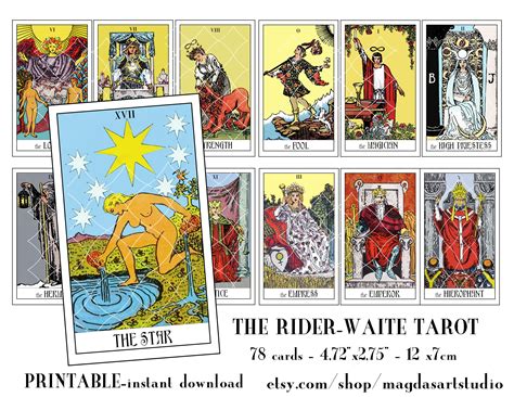 Tarot Deck Printable The Rider Waite Tarot Deck 78 Cards Etsy