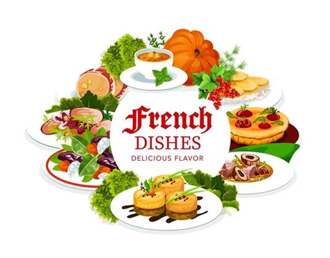 Premium Vector France Cuisine Vector French Food Round Frame