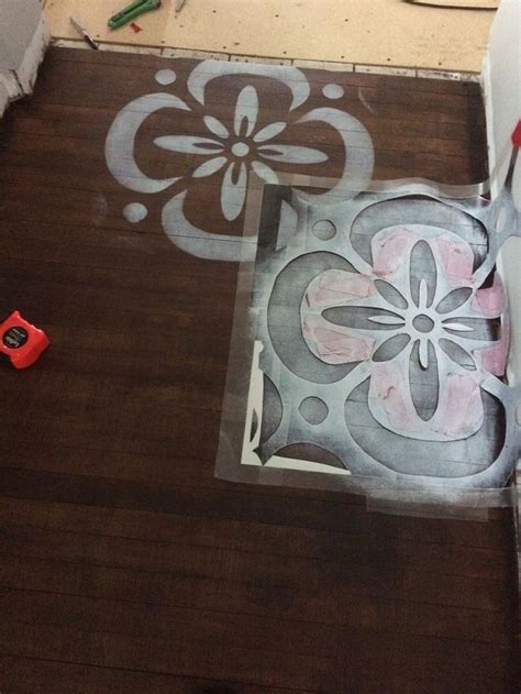 How To Stencil Hardwood Floors Stenciled Floor Wood Stenciled Floor Hardwood Floors