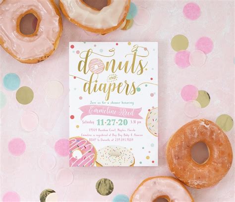 Donuts And Diapers Baby Shower Invitation Donut Baby Shower Etsy