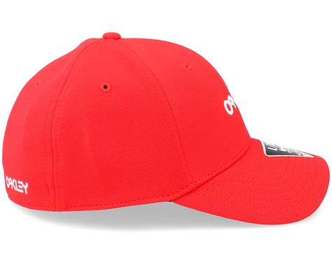 6 Panel Stretch Metallic Hat Red Line Flexfit Oakley Caps