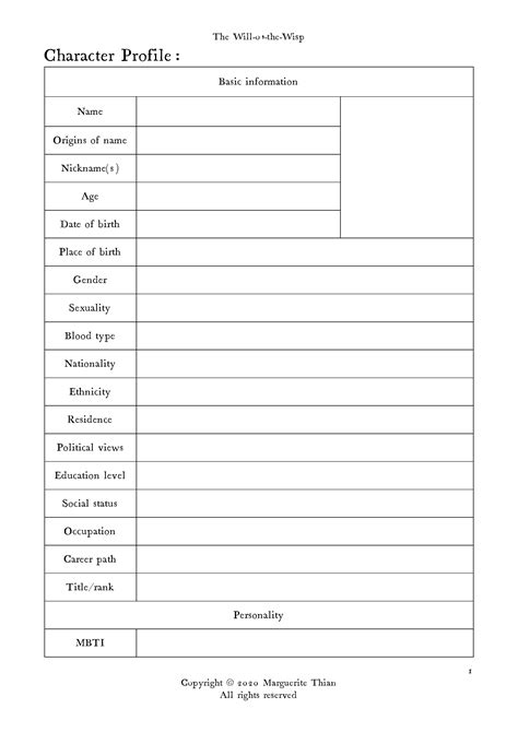List Of How To Make A Character Profile References